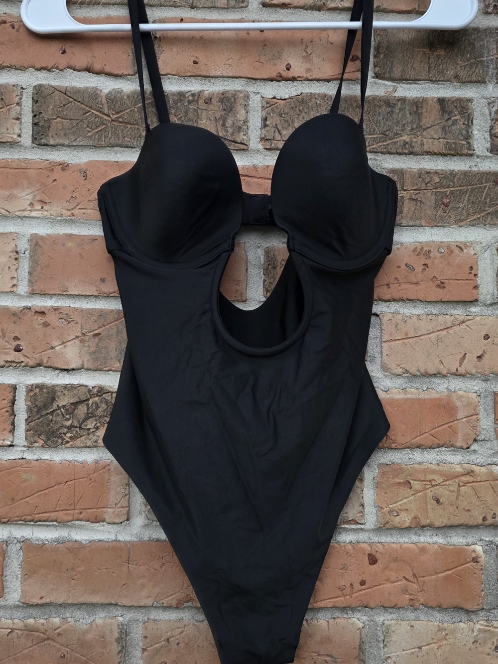 SKIMS Black Underwire Cutout Bodysuit with Adjustable Straps